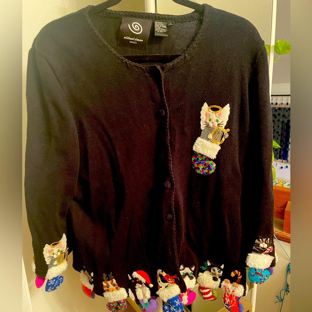 Michael Simon Events Holiday Cat Sweater xL